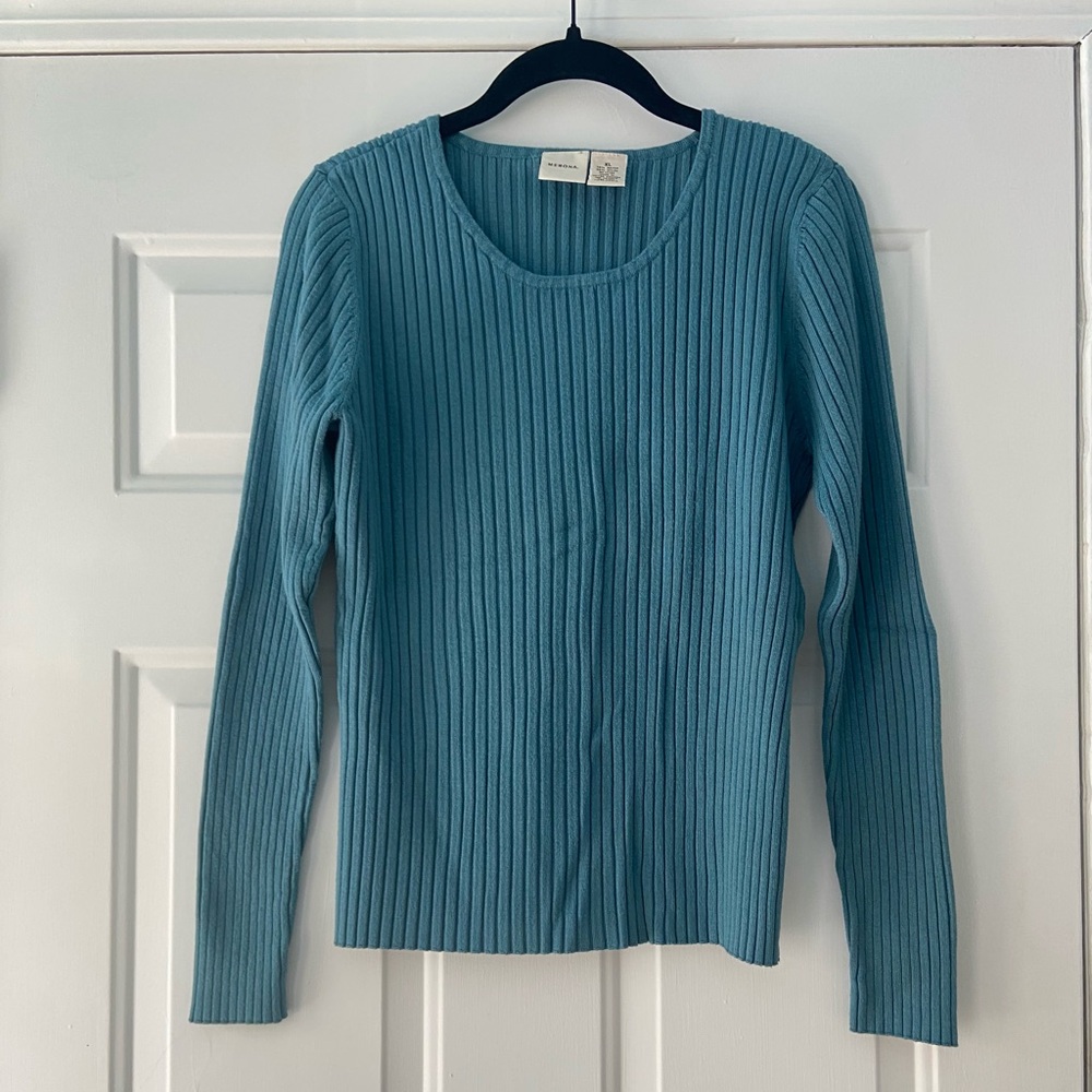 Merona Teal Ribbed Knit Sweater
